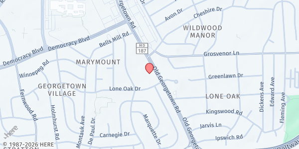 Map showing Bethesda Help at 10100 Old Georgetown Road, Bethesda, MD