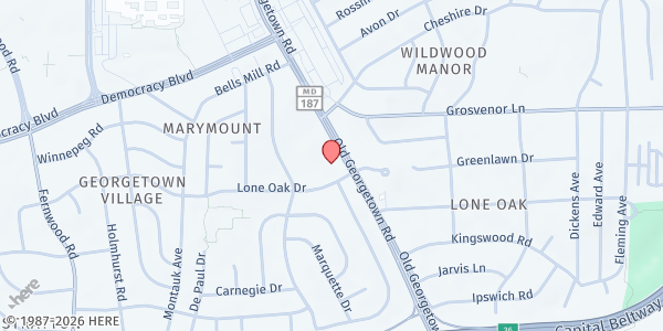 Map showing Bethesda Help at 10100 Old Georgetown Road, Bethesda, MD