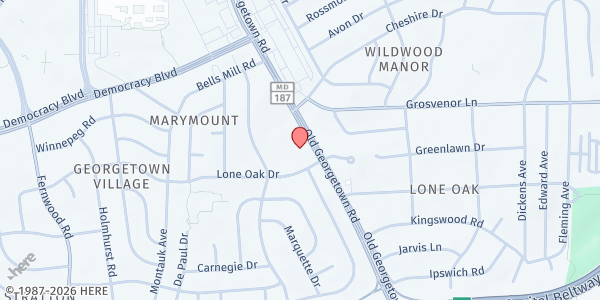 Map showing Bethesda Help at 10100 Old Georgetown Road, Bethesda, MD
