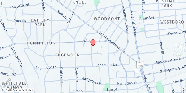 Map showing Bethesda Presbyterian Church at 7611 Clarendon Road, Bethesda, MD