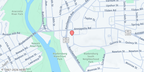 Map showing Grace of God Ministry at 3950 48th Street, Bladensburg, MD