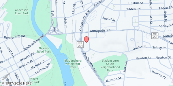 Map showing Grace of God Ministry - Bread Ministry Distribution at 3950 48th Street, Bladensburg, MD