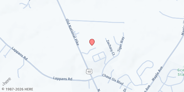 Map showing Boonsboro Family Worship Center at 7605 Old National Pike, Boonsboro, MD