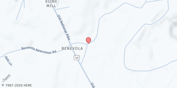 Map showing Katie's Cupboard, Benevola United Methodist Church at 19925 Benevola Church Road, Boonsboro, MD