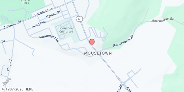 Map showing South County Food Bank at South Main Street, Boonsboro, MD