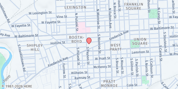 Map showing Bon Secours Community Resource Center at 31 South Payson Street, Booth-Boyd, MD