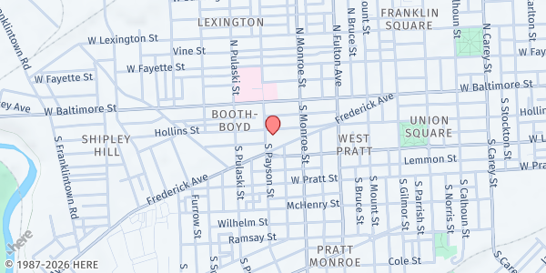 Map showing Southwest Emergency Food Program - Booth-Boyd at 31 South Payson Street, Booth-Boyd, MD