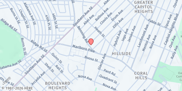 Map showing Freedom Way Distribution Site at 1250 Benning Rd., Boulevard Heights, MD