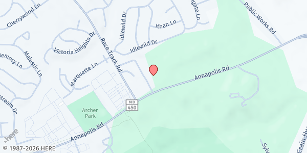Map showing Cornerstone Church at 16010 Annapolis Road, Bowie, MD