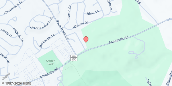 Map showing Igles Hispana Alpha and Omega at 16010 Annapolis Rd., Bowie, MD