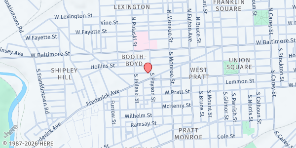 Map showing Judah Worship Center at 2000 Frederick Avenue, Boyd-Booth, MD