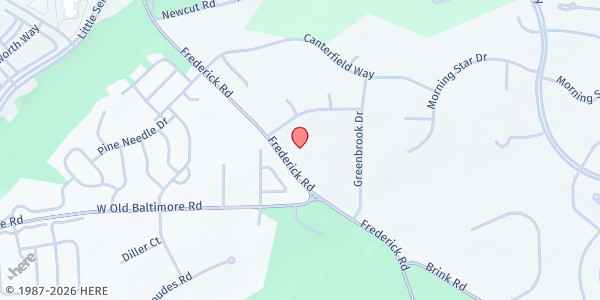 Map showing Greenridge Baptist Church-Community Assistance Network at 21925 Frederick Rd., Boyds, MD