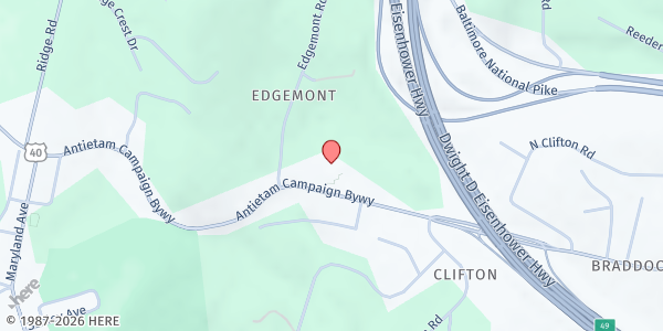 Map showing Grace Community Church at 5102 Old National Pike, Braddock Heights, MD