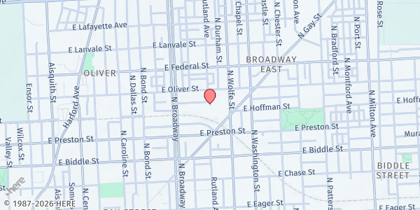 Map showing City Seeds at 1412 North Wolfe Street, Broadway East, MD