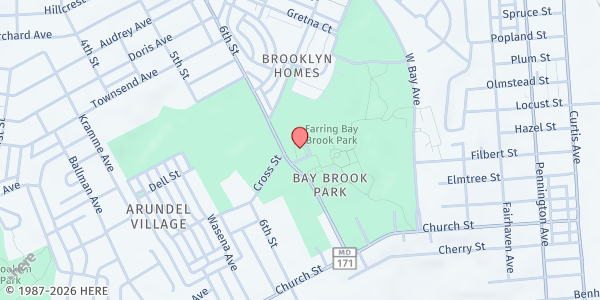 Map showing Bay Brook Elementary School at 4301 10th Street, Brooklyn Homes, MD