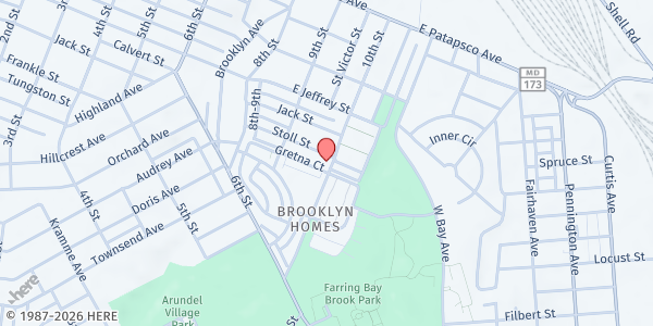 Map showing We Our Us Movement - Brooklyn Homes at 4100 10th Street, Brooklyn Homes, MD
