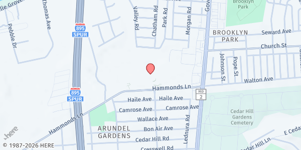 Map showing Brooklyn Park Healthy Food Pantry at 196 Hammonds Ln, Brooklyn Park, MD