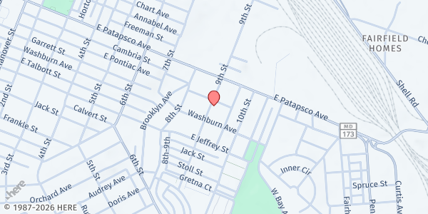 Map showing Baltimore Dream Center at 3501 7th Street, Brooklyn, MD