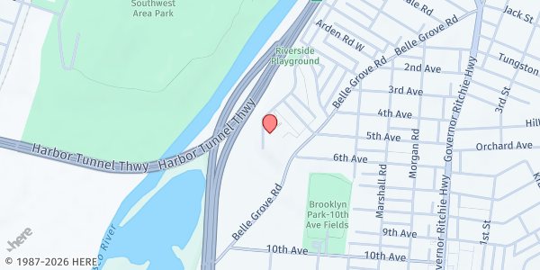 Map showing Belle Grove Elementary at 4502 Belle Grove Road, Brooklyn, MD