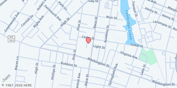 Map showing Bradford House Apts at 701 Race St., Cambridge, MD