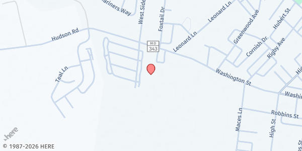 Map showing Cambridge Church of Christ at 2341 Hudson Rd., Cambridge, MD