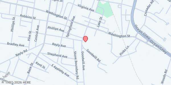 Map showing Delmarva Community Services at 1000 Goodwill Ave., Cambridge, MD