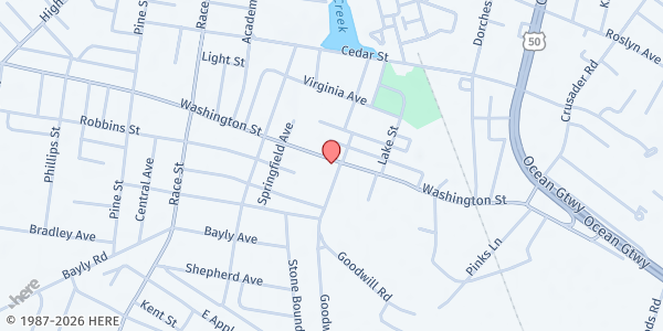 Map showing Salvation Army - Cambridge at 200 Washington St, Cambridge, MD