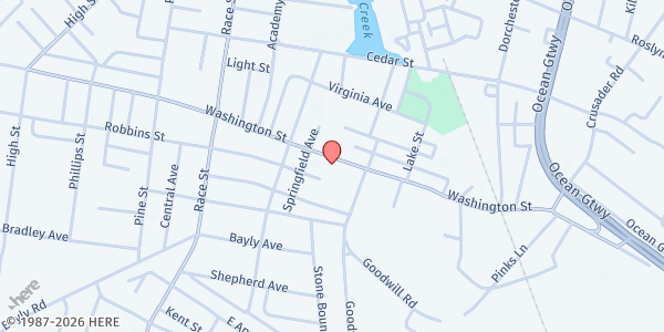 Map showing Salvation Army, Cambridge - Homeless Day Services at 204 Washington Street, Cambridge, MD