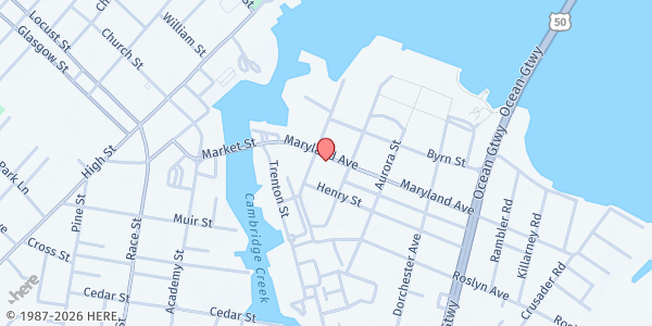 Map showing St. Paul's UMC at 205 Maryland Avenue, Cambridge, MD