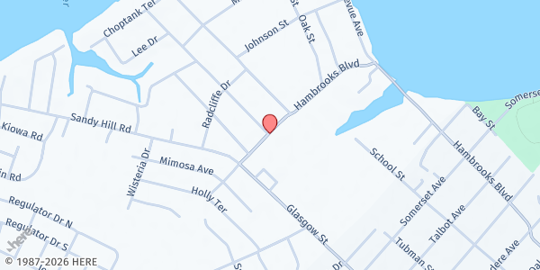 Map showing St. Vincent de Paul Society, Cambridge, Food Pantry at 2000 Hambrooks Boulevard, Cambridge, MD