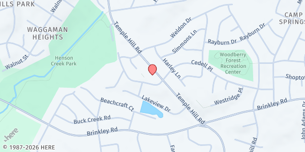 Map showing St. Stephen's Baptist Church at 5757 Temple Hill Road, Camp Springs, MD