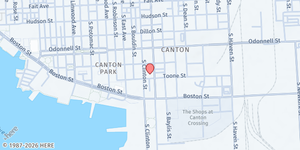 Map showing Canton Baptist Center at 3302 Toone Street, Canton, MD