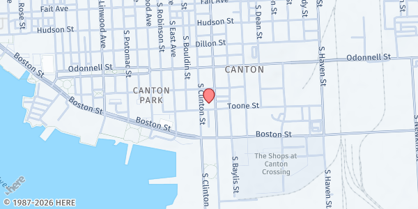 Map showing Canton Baptist Church at 3302 Toone Street, Canton, MD