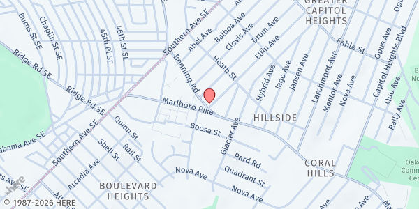 Map showing Freedom's Way Baptist Church at 1266 Benning Road, Capitol Heights, MD