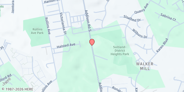 Map showing Gethsemane UMC at 910 Addison Rd. S., Capitol Heights, MD