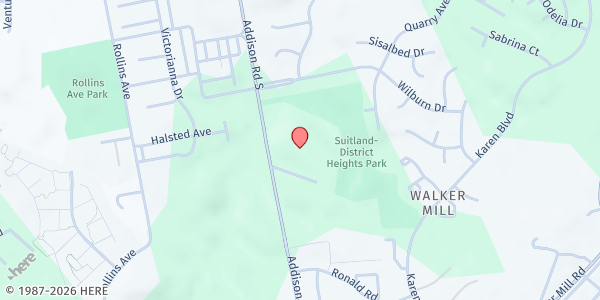 Map showing Gethsemane United Methodist at 910 Addison Road South, Capitol Heights, MD