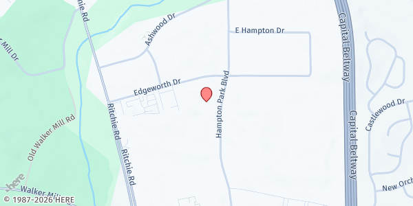 Map showing GW Foundation Warehouse #1 at 615 Hampton Park Boulevard, Capitol Heights, MD