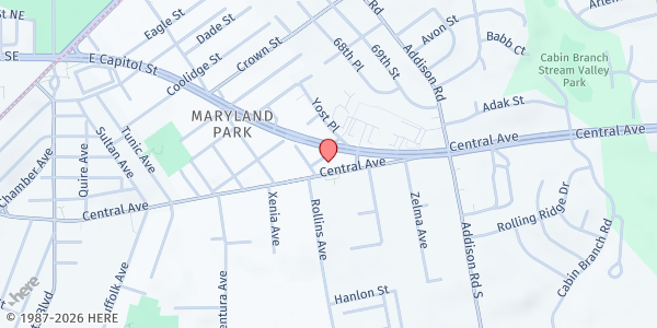 Map showing Mission of Love Charities, Inc. at 6180 Central Avenue, Capitol Heights, MD