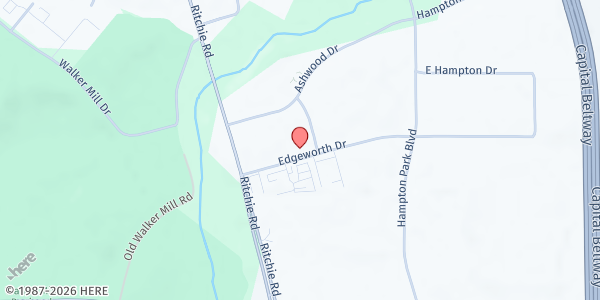 Map showing New Hope and Life Church of God, Inc. at 8616 Edgeworth Drive, Capitol Heights, MD