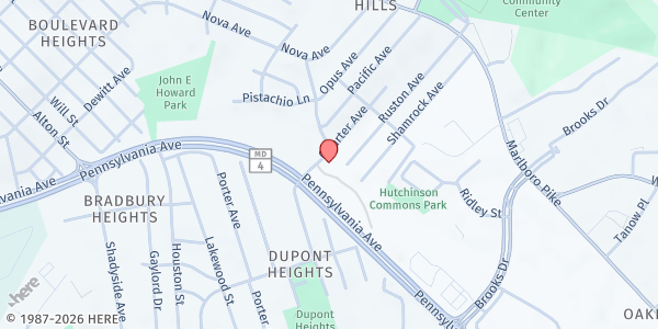 Map showing Victory Drug Center - Food Pantry at 1804 Quarter Avenue, Capitol Heights, MD