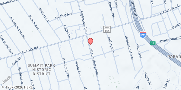 Map showing Catonsville Emergency Assistance at 25 Bloomsbury Ave, Catonsville, MD