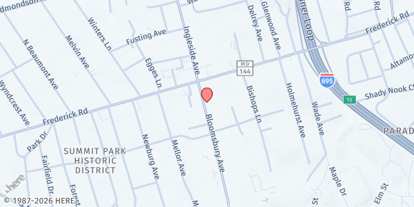 Map showing CEFM Network at 25 Bloomsbury Ave, Catonsville, MD