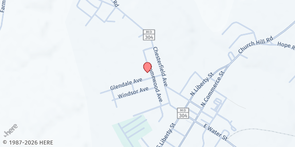 Map showing Our Mother of Sorrows at 301 Homewood Ave, Centerville, MD