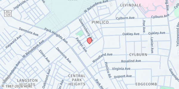Map showing Transforming Life Food Pantry at 3008 Oakley Avenue, Central Park Heights, MD