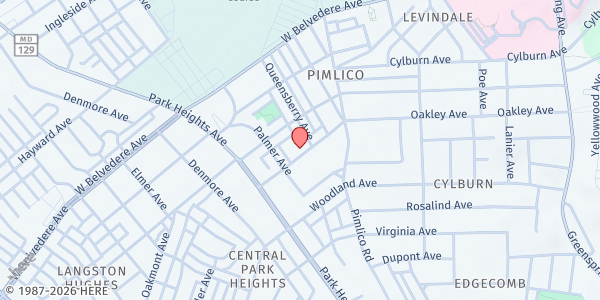 Map showing Transforming Life Outreach Ministry at 3008 Oakley Avenue, Central Park Heights, MD