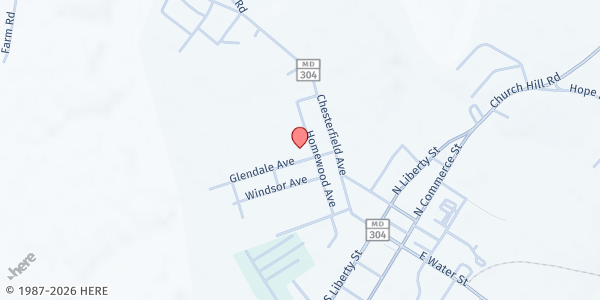 Map showing Mother of Sorrows Catholic Church at 303 Chesterfield Avenue, Centreville, MD