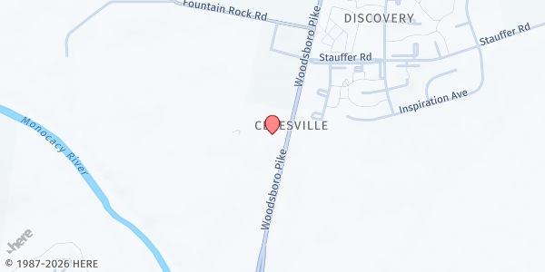 Map showing Calvary Assembly of God Food Pantry at 8234 Woodsboro Pike, Ceresville, MD