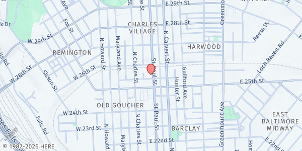 Map showing Food for Health - Charles Village at 2510 Saint Paul Street, Charles Village, MD