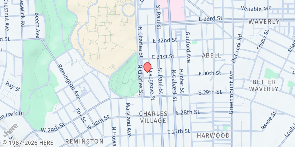 Map showing HOPKINS FOOD PANTRY - Lab Building at 3003 North Charles Street, Charles Village, MD