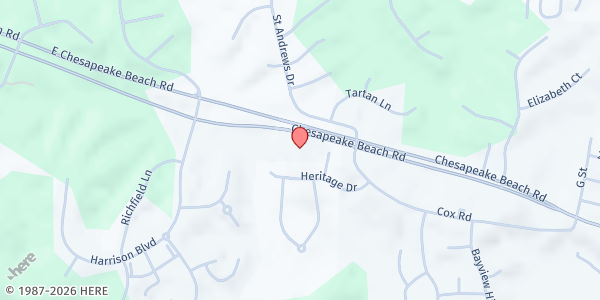 Map showing Bayside Baptist Food Pantry - Food Distribution Center at 3009 MD-260, Chesapeake Beach, MD